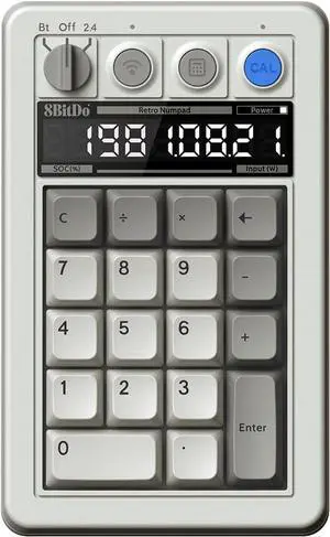 18 Key Retro Mechanical Numpad, Supports PC & Standard Calculator Mode, Hot-swappable, PC Calculator Shortcut Button, Bluetooth/2.4G/Wired for Windows and Android - M Edition
