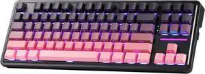 Redragon K728 PRO 80% Wireless Gasket RGB Gaming Keyboard, 3-Modes 87 Keys TKL Mechanical Keyboard w/Hot-Swap Socket, Mixed Color Keycaps & 5-Layer Noise Dampening, Custom Linear Switch, Pink
