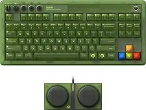 8BitDo 87 Keys Retro Mechanical Keyboard Bluetooth/2.4G/USB-C, RGB Backlight, Hot Swappable, Dual Super Programmable Buttons, Volume Knob for PC and Android - Xbox Edition (Officially Licensed)