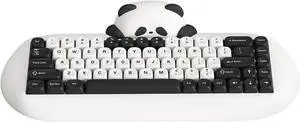 YUNZII C68 Panda Wireless Mechanical Gaming Keyboard, 68 Keys Cute Layout with PBT Keycaps,RGB Backlit, Hot Swappable,Creamy Switches,BT5.0/2.4G/Wired for Win/Mac (Panda Switch,White)