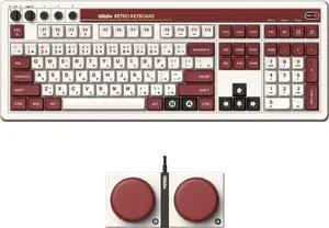 8BitDo Retro 108 Mechanical Keyboard with 108 Keys and Integrated Numpad, Bluetooth/2.4G/USB-C Hot Swappable Wireless Gaming Keyboard for Windows and Android - Fami Edition