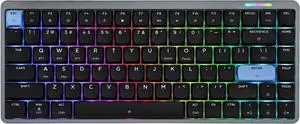 EPOMAKER Luma84 Low Profile Aluminum Mechanical Keyboard, QMK/VIA Programmable, Tri-Mode Wireless, Win/MAC/Linux Compatible, RGB Backlight (Black&Blue, Gateron Low-Profile Brown Switch)