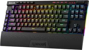 Redragon K587 PRO TKL RGB 3-Mode Wireless Mechanical 87 Keys Gaming Keyboard, 9 Dedicated Macro Keys, Media Control w/Detachable Wrist Rest, Hot-Swap Linear Red Switches
