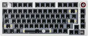 EPOMAKER x LEOBOG Hi75 Aluminum Alloy Wired Mechanical Keyboard Barebones Kit, Programmable Gasket-Mounted Gaming Keyboard Kit, Hot Swappable, with Mode-Switching Knob, NKRO for Win/Mac (White)