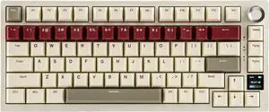 EPOMAKER Ajazz AK820 PRO Wireless Gaming Keyboard with TFT Screen and Knob, Hot Swappable, 2.4GHz/USB/BT5.0, Gasket Creamy, 75% Mechanical Keyboard for PC/Mac/Office (Beige, Gift Switch)