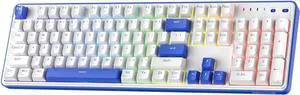 Redragon K685 PRO 104 Keys Wireless Gasket RGB Gaming Keyboard, 3-Modes 100% Layout Mechanical Keyboard w/Hot-Swap Socket, Sound Absorbing Pads & Linear Red Switch, Klein Blue & Oia White