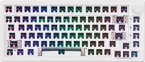 EPOMAKER Aura75 75% Mechanical Keyboard Kit, Hot Swappable Custom Keyboard Kit, 2.4Ghz/Bluetooth 5.0/USB-C Wired Wireless Gaming DIY Kit, with Silicone Pad, RGB Backlight for Win/Mac/Gaming (White)
