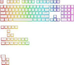 Glorious Gaming - GPBT Aura RGB Keycaps (White): Pudding Style Keycaps, Double Shot PBT, Translucent Design, Fits 100%, 75%, 65%, 60% Mechanical Keyboards, Fits ANSI, ISO, Windows & macOS