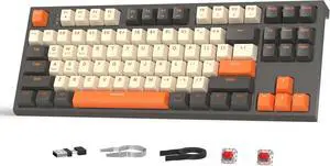 MAGIC-REFINER M88 Wireless TKL Mechanical Gaming Keyboard, 87 Keys BT/2.4Ghz Dual Mode Compact Computer Keyboard with Red Switches for Win Mac Xbox Laptop PC Gamer