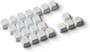 HK Gaming Rubber Keycaps Set | Anti-Slip Texture | Doubleshot Backlit Keycap Set | 23 Keys OEM Profile Key Set | for Mechanical Keyboard | Compatible with Cherry MX, Gateron, Kailh | White