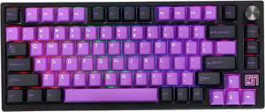EPOMAKER TH80 SE Gasket 75% Mechanical Keyboard, NKRO Hot Swap RGB Triple Mode Gaming Keyboard with Poron/EVA Foam, Knob Control for E-Sport/Win/Mac (TH80 SE Black Purple, Epomaker Bluebird Switch)