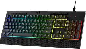 Redragon K525 RGB Backlit 104 Keys Wired Membrane Gaming Keyboard w/ 5 Multimedia Keys & 4 Extra On-Board Macro Keys, Dedicated Media Control, Ergonomic Wrist Rest, Linear Mechanical-Feel Switch