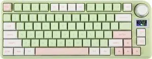 TH80-X Gasket Mechanical Keyboard, 75% Layout Triple Mode Hot-swap Gaming Keyboard with 4000mAh Battery, LCD Screen, NKRO, RGB for Office/Win/Mac (Green, Gateron Pro Black)