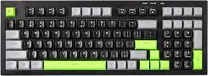 YUNZII D98 Membrane Gaming Keyboard,RGB Backlit,Full Numpad,Spill Resistance,Anti-ghosting,USB Wired,98 Keys for PC Gaming Office(Black&Green)