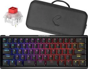 KINESIS Gaming TKO Mechanical Keyboard | Linear Red Switches | 60% Layout | Split Spacebar | Hotswap | PBT Keycaps | Aluminum Body | SF Shock Limited Edition Travel Case