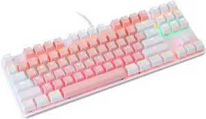 NUOBESTY RGB Mechanical Gaming Keyboard Key USB Wired Backlit Office Keyboard with Multimedia Functionality