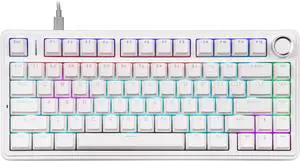 EPOMAKER Aula F75-Wired 75% Gaming Keyboard with Knob, Shine Through ABS Keycap, Gasket Structure, Programmable, Hot Swappable Creamy Mechanical Keyboard for Games/Office (White)