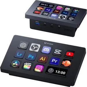 ULANZI D200 H AI Control Hub, 7-in-1 Streaming Deck, 100W PD Charging, Creative Studio Controller with Light Master, Black