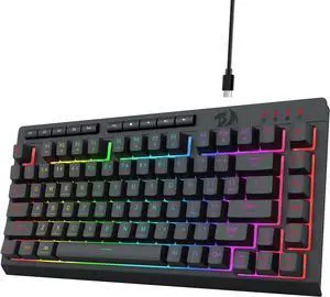 Redragon K524 RGB Gaming Keyboard Wired, Extra On-Board Macro Keys, Dedicated Multimedia Keys, Anti-ghosting, RGB Backlit, Software Support, 75% Portable Quiet Membrane Keyboard, Black