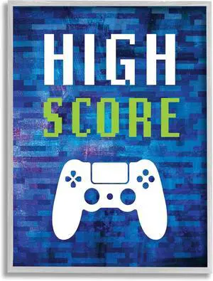 Stupell Industries High Score Pixel Style Gaming Controller Typography, Design by Victoria Barnes