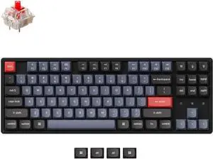 Keychron K8 Pro Hot-swappable Wireless/Wired Mechanical Keyboard South-Facing RGB Lights Aluminum Frame Gateron Pro Red Switches TKL Layout (87 Keys) for Windows Mac Linux, Black (K8P-J1)
