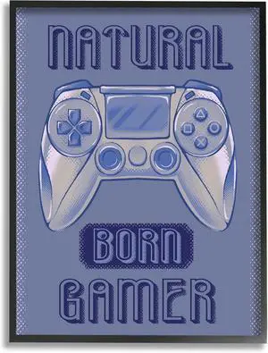 Stupell Industries Natural Born Gamer Text Saying Blue Gaming Controller, Design by Ziwei Li
