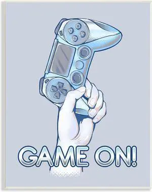 Stupell Industries Game On Text Illustration Holding Gaming Controller, Design by Ziwei Li