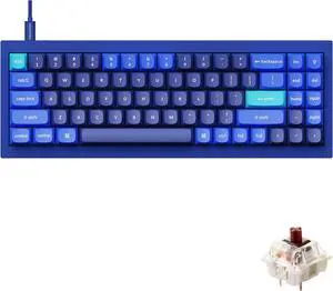 Keychron Q7 70% Layout Hot-Swappable RGB Wired Custom Mechanical Keyboard Compatible with Mac Windows Linux, QMK/VIA Programmable Macro Gateron G Pro Brown Switch Double Gasket Kit Full Aluminum-Blue