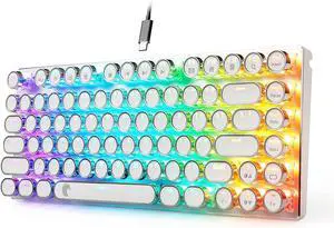 E-Yooso 60% Retro Steampunk Mechanical Gaming Keyboard, Luxury Vintage USB Keyboard with Compact 81 Key RGB Backlit (Red Switch White)