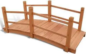 vidaXL Wooden Garden Bridge with Double Handrails - 55.1" x 23.6" x 22" - Weather-Resistant Solid Wood - Easy Assembly - Brown