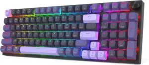 Redragon K740 PRO 98 Keys Wireless RGB Gaming Keyboard, 3-Mode PBT Mechanical Keyboard w/Solid Aluminum Base, Dedicated Knob Control & Hot-Swap Socket, Custom Linear Switch