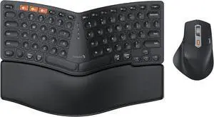 ProtoArc Wireless Ergonomic Keyboard and Mouse, EKM04 Mini Compact Ergo Bluetooth Keyboard Mouse, Split Design, Wrist Rest, Multi-Device, Rechargeable, for Windows, Mac OS - Black