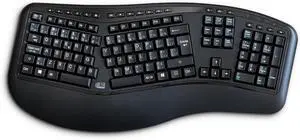 Adesso WKB-1500CB-FR Wireless Ergonomic Keyboard and Mouse Combo, 24GHz RF, Split Design, Adjustable DPI Mouse, French QWERTY Layout, Integrated Palm Rest, 30 ft Range