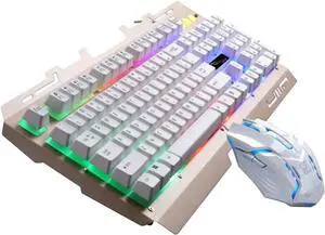 Gadpiparty Cool USB Backlit Mechanical Keyboard and Wired Gaming Mouse Ergonomic Design Height Led Lighting for