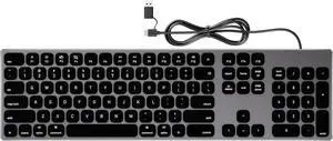 Aluminum Wired Keyboard for Apple MAC Computer/iMac and MacBook Pro Notebook, 180CM Cable Connection USB Keyboard with Numerical Keypad Work as Magic Keyboard-Black