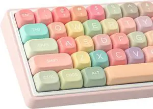 PBT Keycaps 126 Keys MOA Profile Cute Keycap Dye-Sublimation Rainbow Candy Keycaps Set Custom Keycap for Cherry Gateron MX Swithes Mechanical Keyboards