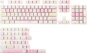 KiiBoom x Maorbeng Meow Meow Squad Keycaps Set, Dye-Sublimation PBT, Mao Profile, 142 Keys Custom Keycaps for ANSI Layout, MX Switches Mechanical Gaming Keyboard