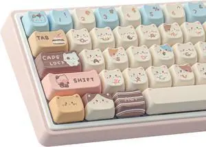 PBT Keycaps 142 Keys Cute Keycaps Dye-Sublimation Sea Salt Cat Keycaps Mao Profile Custom Keycaps for Cherry Gateron MX Swithes Mechanical Keyboards