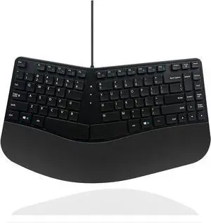 MCSaite Wired USB Compact Ergonomic Keyboard - Split Keyboard with Cushioned Wrist and Palm Support - 15.9x8.66x1.18 inches - Black - US English