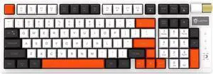 Hot Swappable Mechanical Gaming Keyboard 85% with Media Knob Magnetic Switch Computer RGB, Tactile Brown Switches (White/Orange/Black)