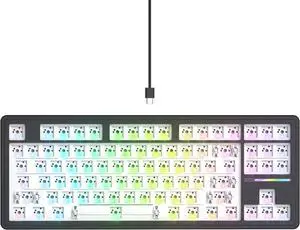 GTSP - 75% Custom Barebones Keyboard Kit, Keyboard Joint, Quiet, TKL, Gaming PCB, 3 Pin/5 Pin Switch with RGB South Facing for Win/Mac (M87 Kit-Black)