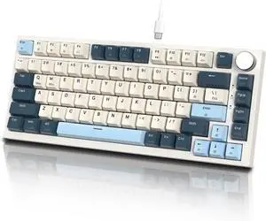 ATTACK SHARK K85 Rapid Trigger 75% Wired Mechanical Gaming Keyboard Gasket with Hot Swapped Adjustable Actuation Magnetic Switch Programmable Knob TKL RGB Backlit PBT Keycaps for Win Mac Gamer(Blue)