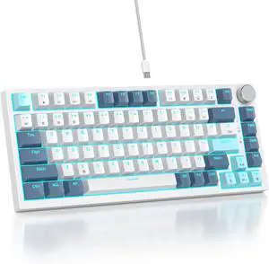 Mosptnspg 75% TKL Wired Mechanical Keyboard,RGB Backlit Gasket Mount 82 Key Hot Swappable Custom Linear Red Switch Gaming Keyboard with Volume Knob & PBT Keycaps (82 Shoko)