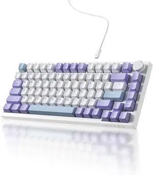 Ajazz AK820 75% Wired Gasket Mechanical Gaming Keyboard with Volume Knob - South Facing LED - Poron Foam - PBT Keycaps - Programmable RGB Hot Swap Keyboard