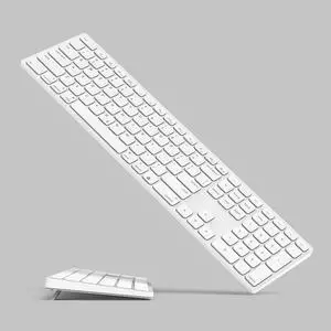 Full-Size Wireless Bluetooth Keyboard for Apple Mac OS Layout with Numeric Keypad,Keypad Risers,90-Day Life Rechargeable Battery,Scissor-Switch Tactile Typing for iMac/Mac mini/MacBook Pro/Air