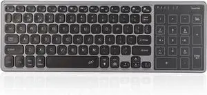 Keyboard with Touchpad,Rechargeable 2.4Ghz Plug and Play Keyboard with 78 Typing Keys and 17 Touchpad Keys, Portable RGB Backlit Numeric Keyboard for PC Laptop Windows etc.(Grey)