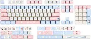 KiiBoom Purrfect Paws Keycaps Set, Dye-Sublimation PBT, Mao Profile, 143 Keys Custom Keycaps for ANSI Layout, MX Switches Mechanical Gaming Keyboard