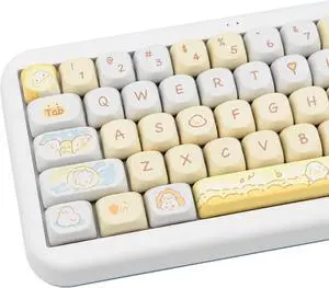 COOMICKEY Custom Keycaps 132 Keys Duck Theme Cute Keycaps, Dye Sublimation PBT Key Caps MOA Profile Keycaps Set for Cherry MX Gateron Kailh Switches Mechanical Gaming Keyboards