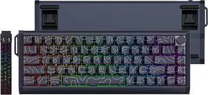 MOLGRIA x SKYLOONG 60% Aluminum Gaming Keyboard, GK68 HE USB Wired Magnetic-Switch RGB Backlit Mechanical Keyboards with South-Facing Print Contour Line Keycap and Knob Multi-Layer Gasket(Black)