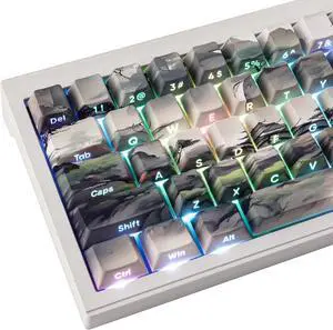 Sunzit PBT Keycaps - Side Print Keycaps 75 Percent, Shine Through Custom Key caps, Japanese Keycap Set Dye Sub & Double Shot, 135 Keys Cherry Profile Keyboard Keycap for Mechanical Keyboard